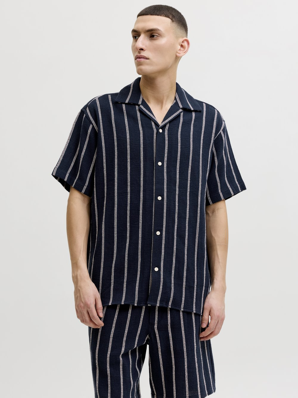 Jack & Jones Męska koszula z krótkim rękawem - Jorcoba Mężczyźni Bawełna (100%) niebieski, XXL
