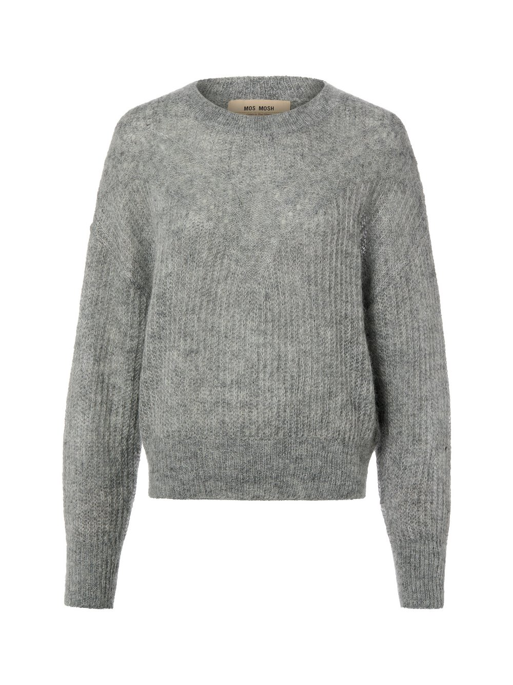 MOS MOSH Sweter damski z moheru - MMSigva Kobiety szary, XS