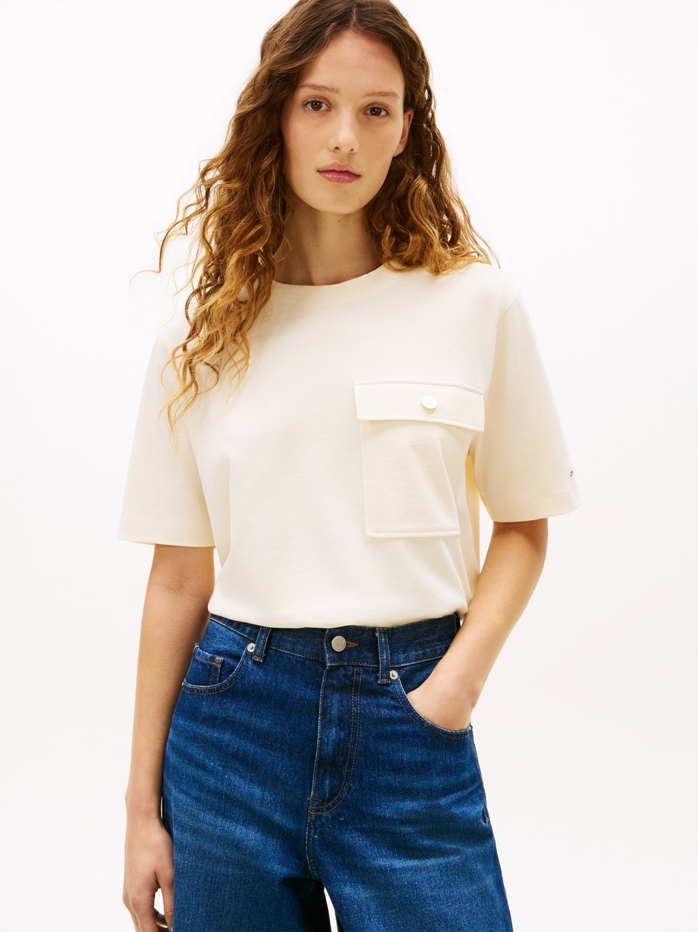 Tommy Hilfiger Koszulka damska Kobiety Bawełna (100%) beżowy, XS