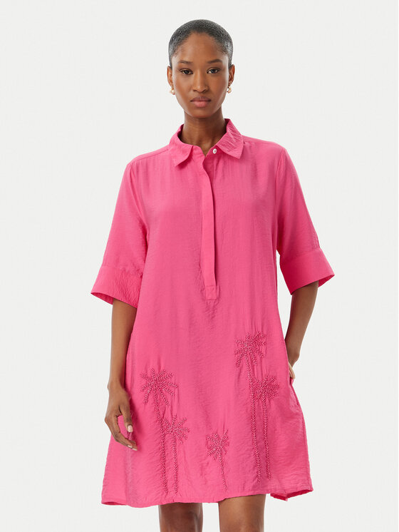 LOLA CASADEMUNT Sukienka koszulowa LS2616034 Różowy ciemny Relaxed Fit