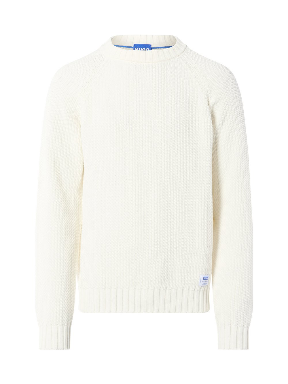 HUGO BLUE Męski sweter z dzianiny - Sonnee Mężczyźni Bawełna biały, M