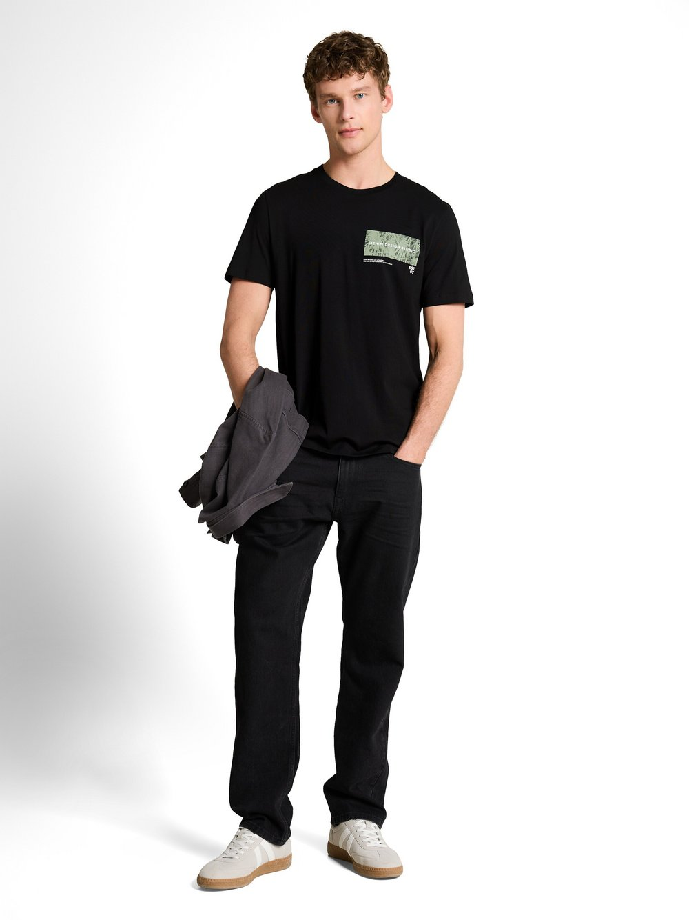 Tom Tailor Denim Koszulka męska Mężczyźni Bawełna (100%) czarny, M