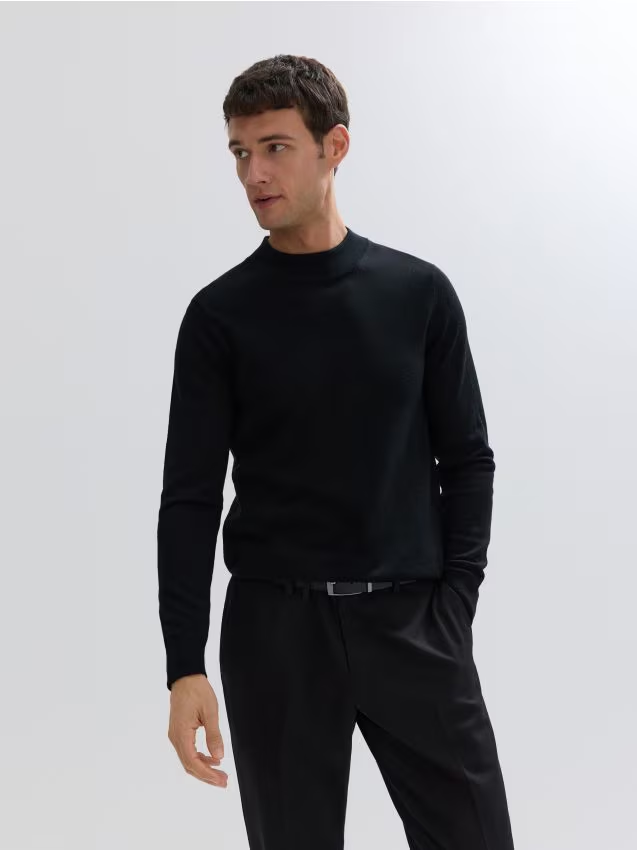 Reserved - Sweter z wełny merino - czarny