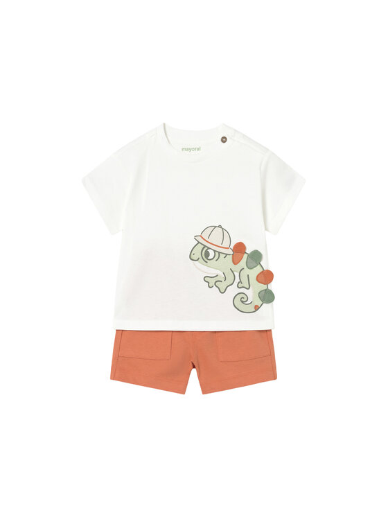 Mayoral Komplet t-shirt i spodenki 1668 Pomarańczowy Regular Fit