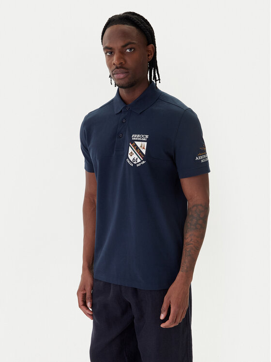 Aeronautica Militare Polo 261PO1915UP00191 Granatowy Regular Fit