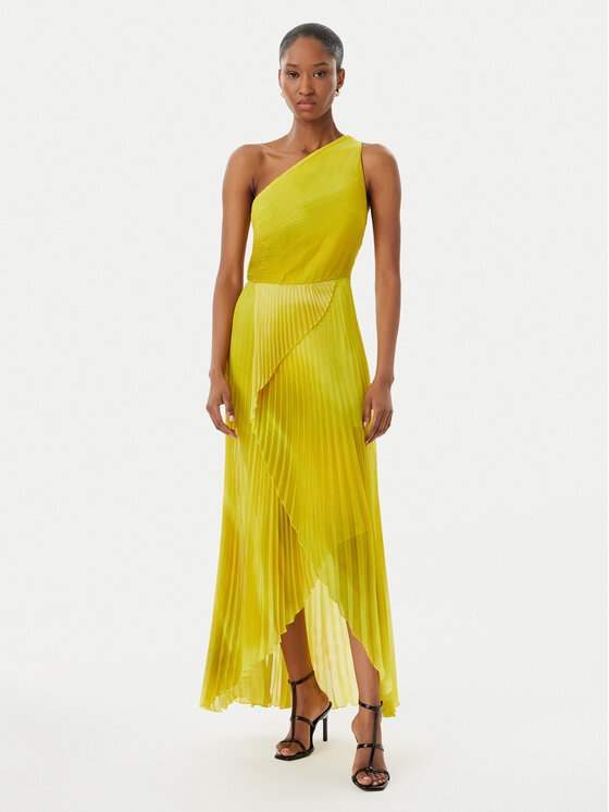 Simona Corsellini Sukienka koktajlowa P26CEAB11301 Żółty Slim Fit