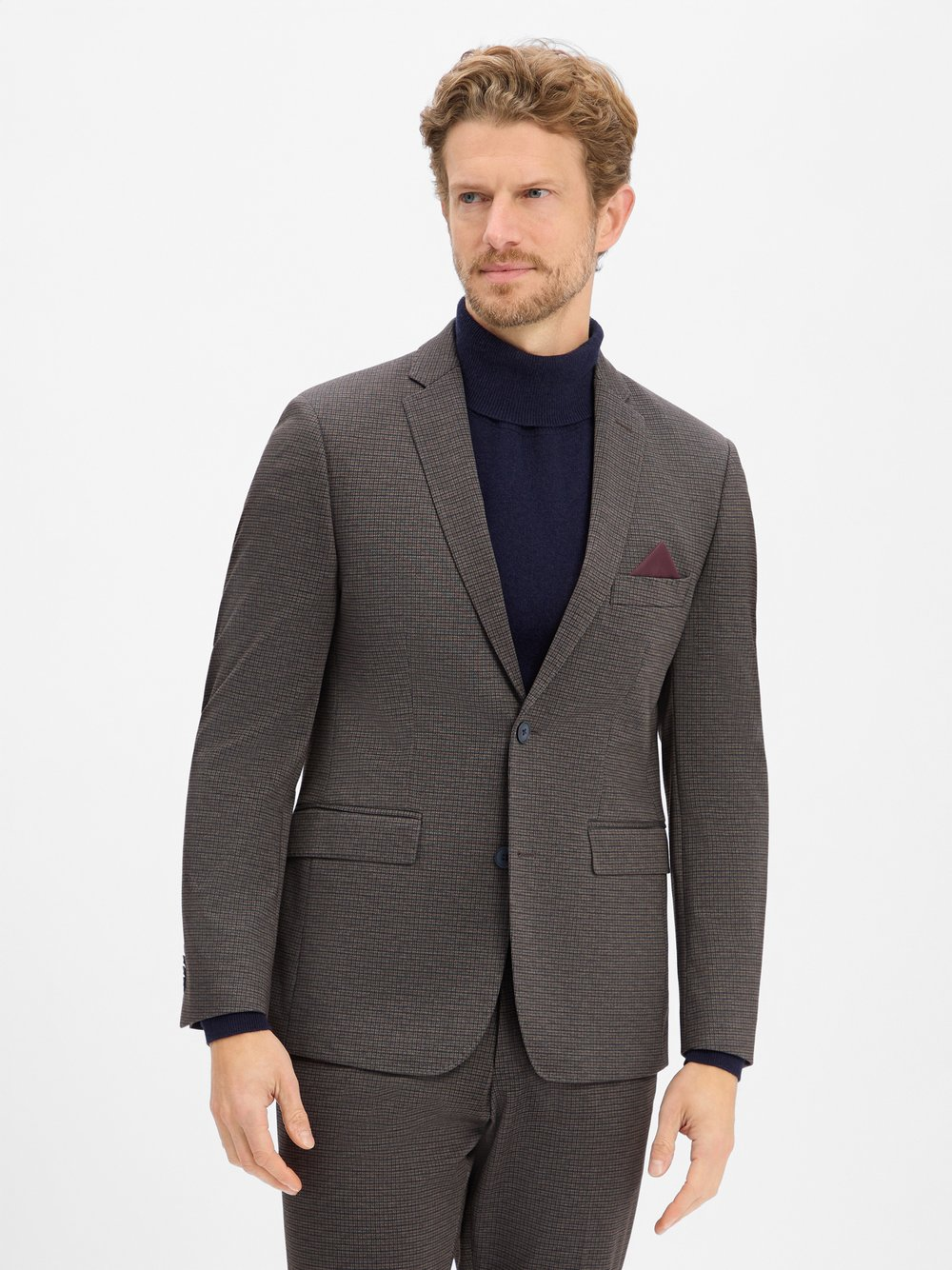 Finshley & Harding Męski kombinezon modułowy Mężczyźni Modern Fit szary|niebieski, 28