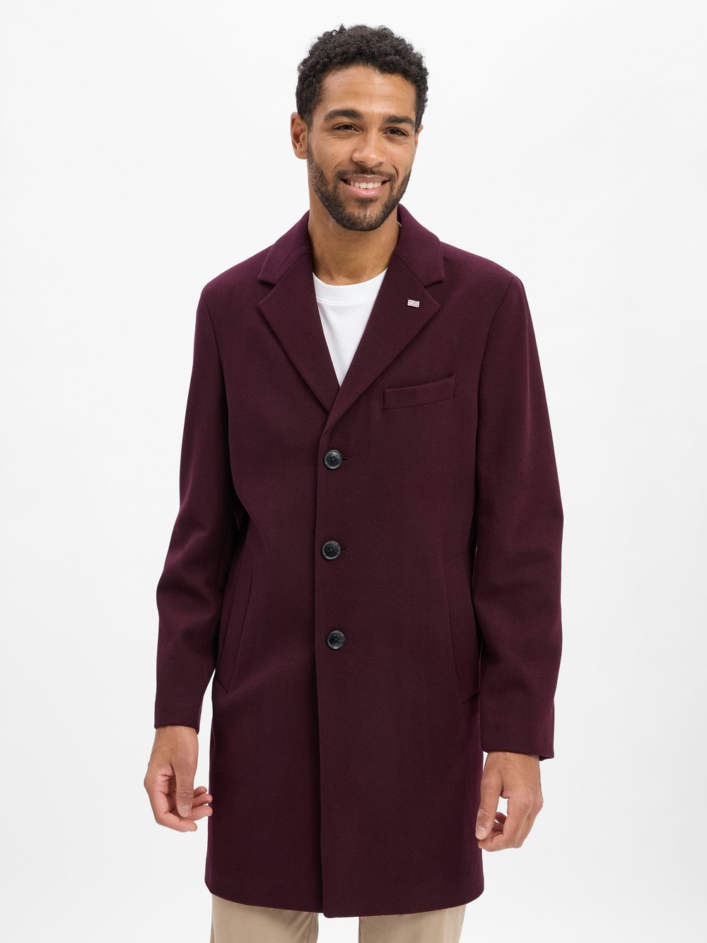 Finshley & Harding London Męski wełniany płaszcz Mężczyźni czerwony|lila, 50