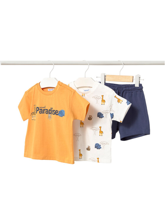 Mayoral Komplet 2 t-shirtów i spodenek 1669 Kolorowy Regular Fit