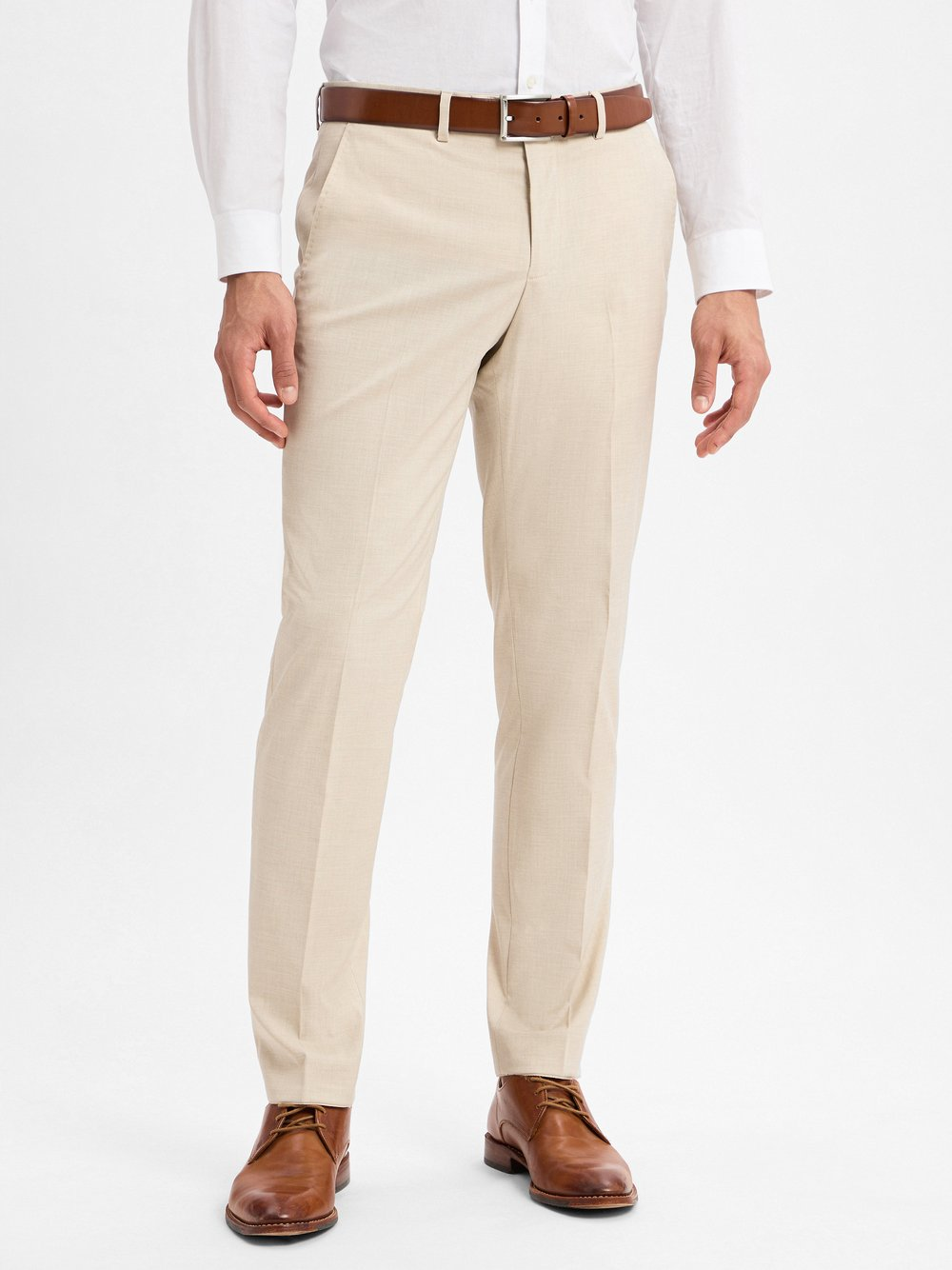 Finshley & Harding Męskie spodnie garniturowe - Kalifornia Mężczyźni Slim Fit beżowy, 46