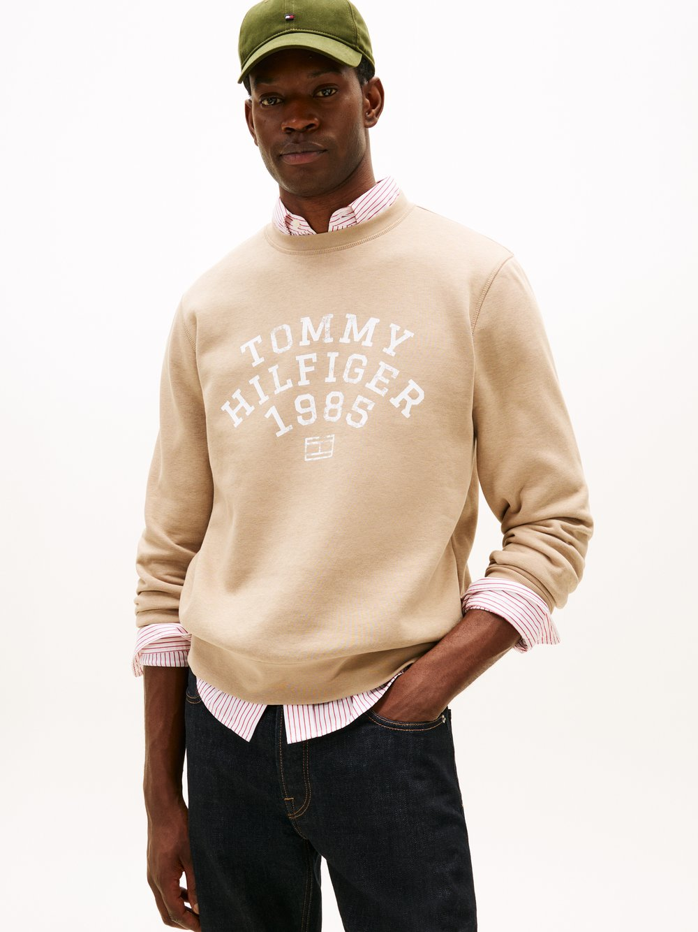 Tommy Hilfiger Bluza męska Mężczyźni Bawełna brązowy|biały, XXL