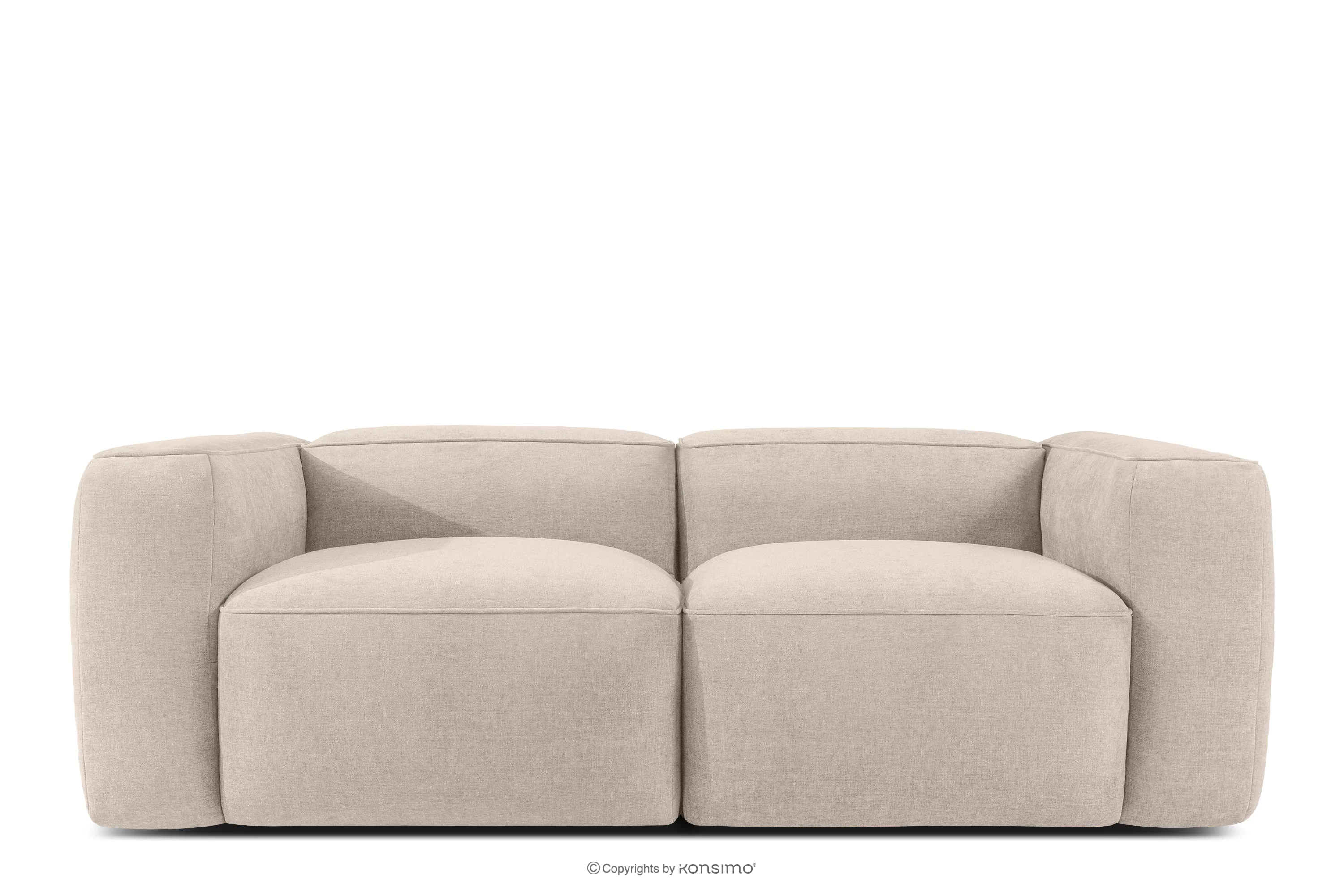 Miękka sofa dwuosobowa w tkaninie plecionej kremowy FUBBO