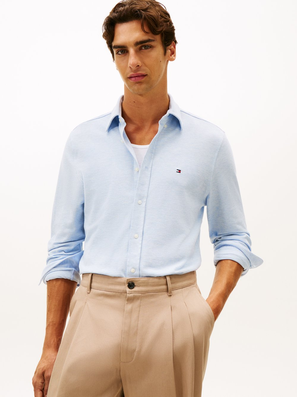 Tommy Hilfiger Męska koszula casual Mężczyźni Regular Fit Bawełna niebieski, XXL