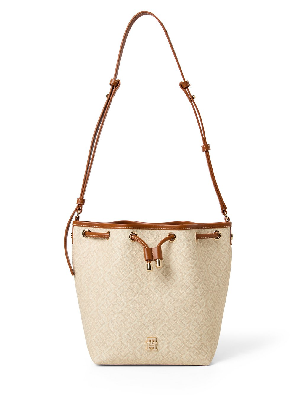 Tommy Hilfiger Damska torba kubełkowa - Monoplay Bucket Kobiety Sztuczna skóra beżowy|brązowy, ONE SIZE
