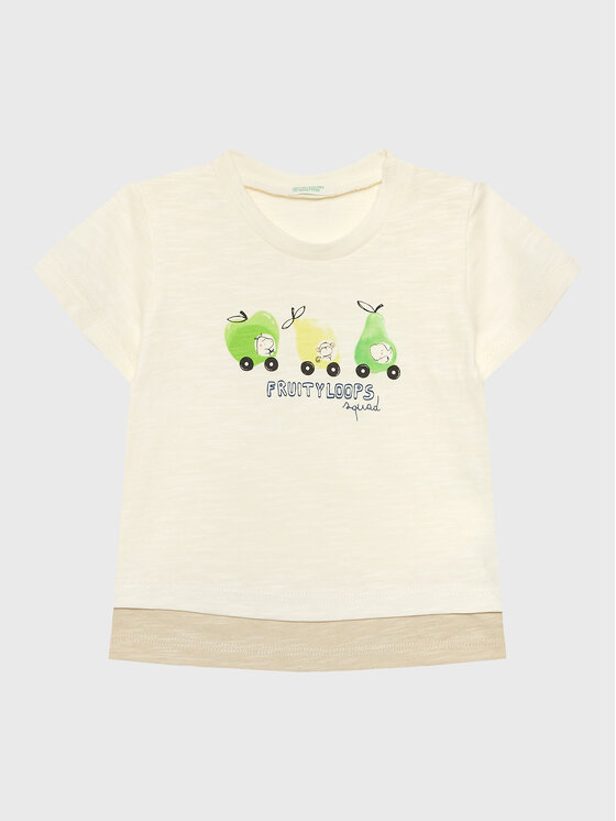 United Colors Of Benetton T-Shirt 3F93A102K Écru Relaxed Fit