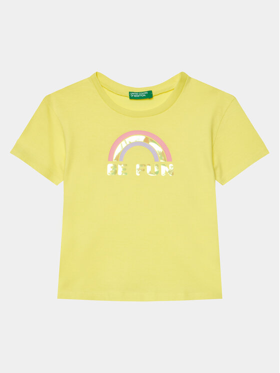 United Colors Of Benetton T-Shirt 3096G10E5 Żółty Boxy Fit
