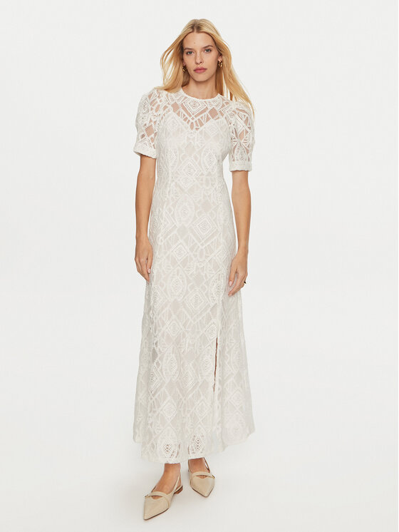 YAS Sukienka koktajlowa Fia 26035637 Écru Regular Fit
