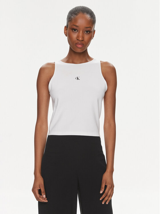 Calvin Klein Jeans Top Archival J20J223107 Biały Slim Fit