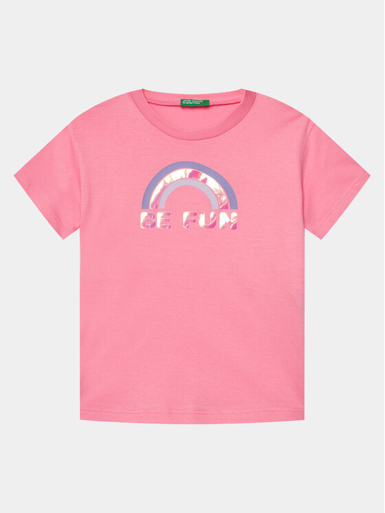 United Colors Of Benetton T-Shirt 3096G10E5 Różowy Boxy Fit