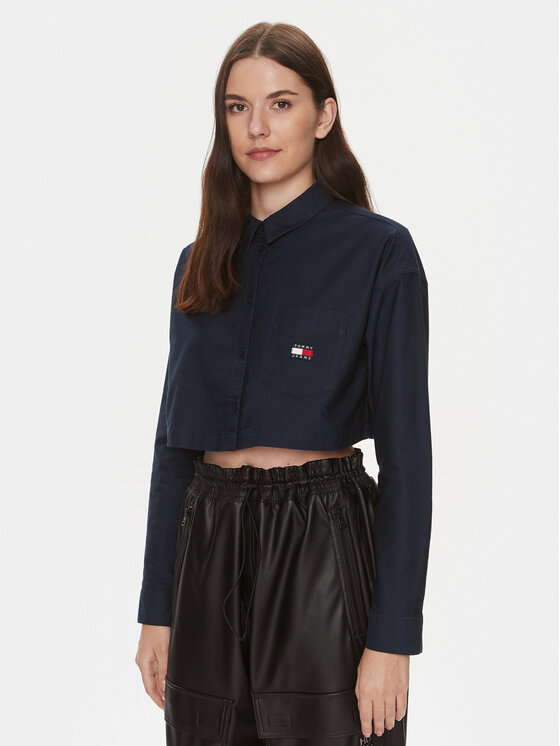 Tommy Jeans Koszula Badge DW0DW17345 Granatowy Relaxed Fit