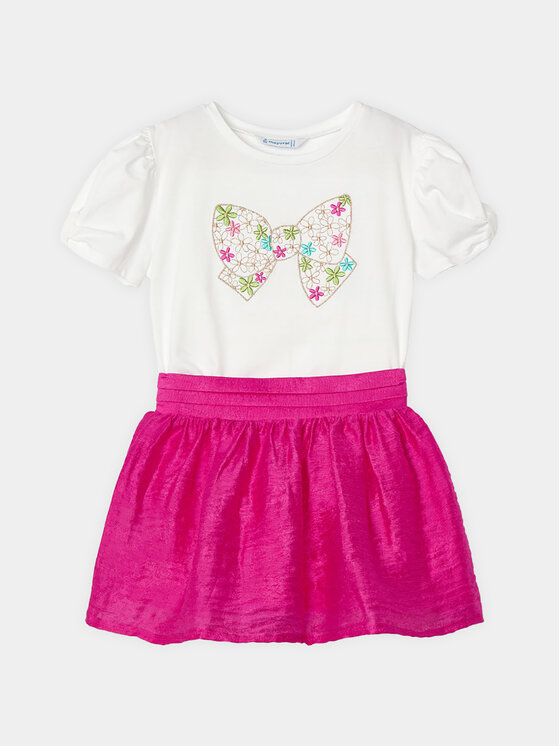 Mayoral Komplet t-shirt i spódniczka 3957 Różowy Regular Fit