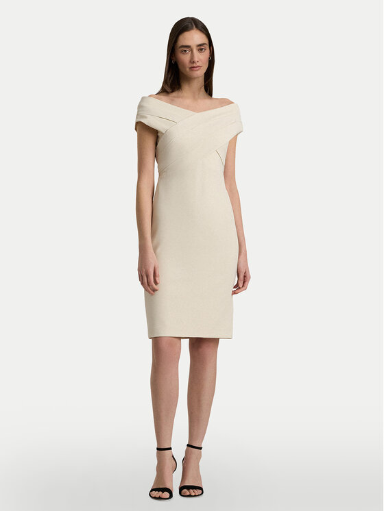 Lauren Ralph Lauren Sukienka koktajlowa 253936390002 Écru Slim Fit