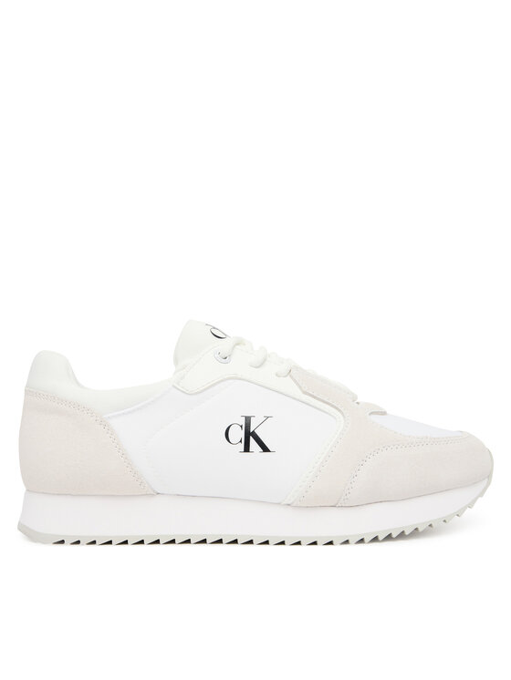Calvin Klein Jeans Sneakersy Runner Laceup Sock Mg Nylon Mix YW0YW01644 Biały