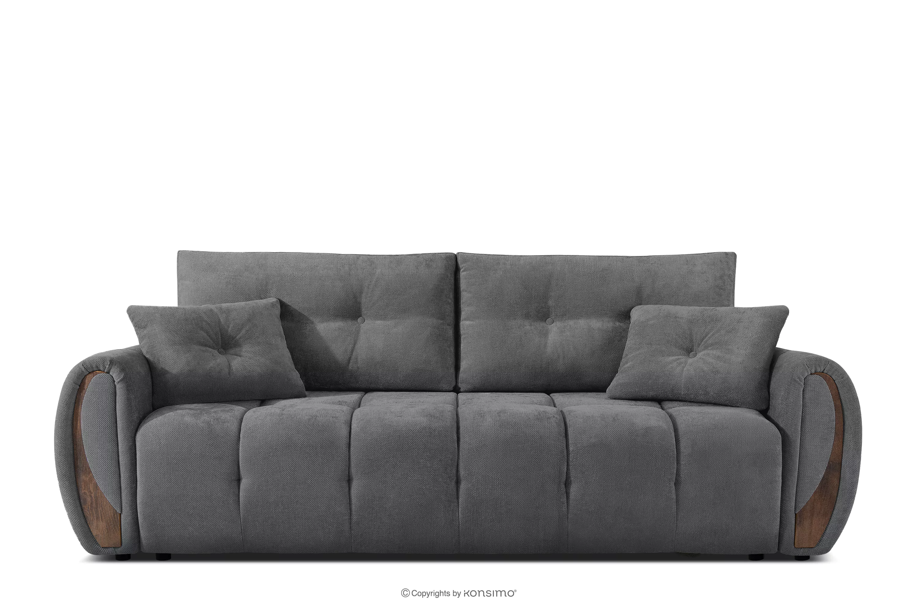 Sofa trzyosobowa z pikowaniem w tkaninie plecionej ciemny szary NILO