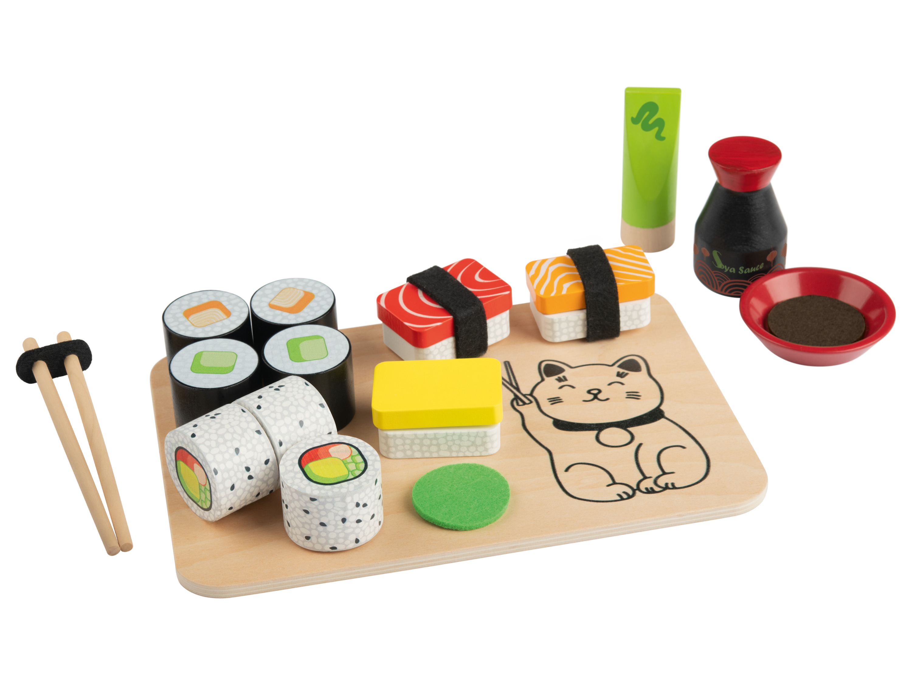 Playtive Zestaw drewnianych produktów spożywczych do zabawy (Zestaw do sushi)