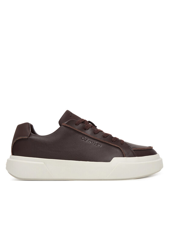 Calvin Klein Sneakersy Chunky Cupsole Lace Up Lth Pinch YM0YM01454 Bordowy