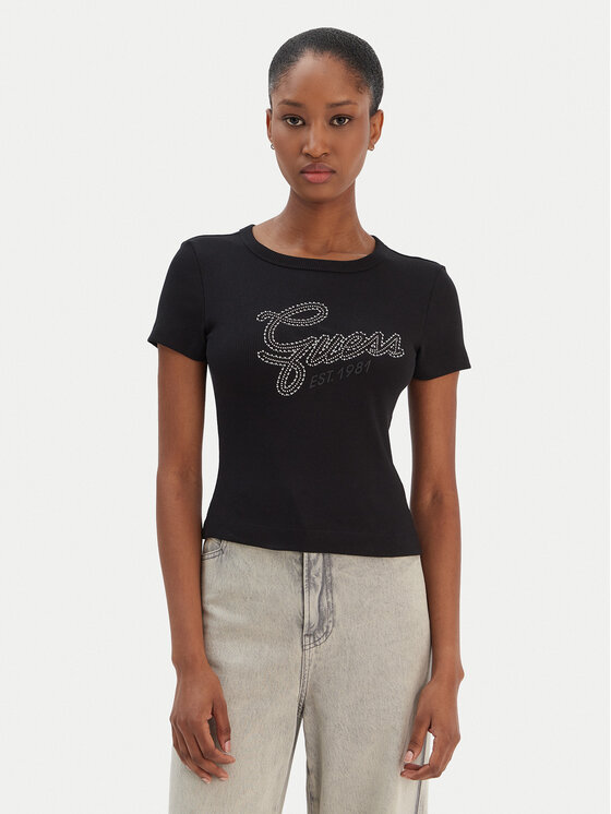 Guess T-Shirt W6RI22 KA0H1 Czarny Slim Fit