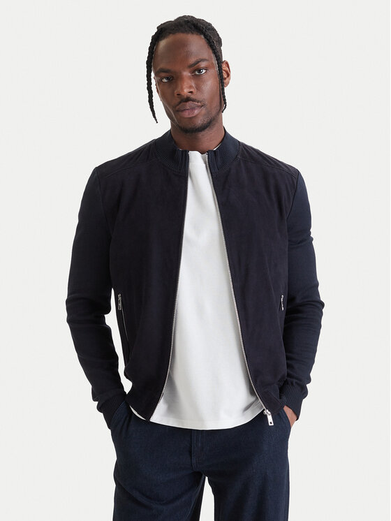Milestone Kurtka skórzana 61163860755 Granatowy Slim Fit