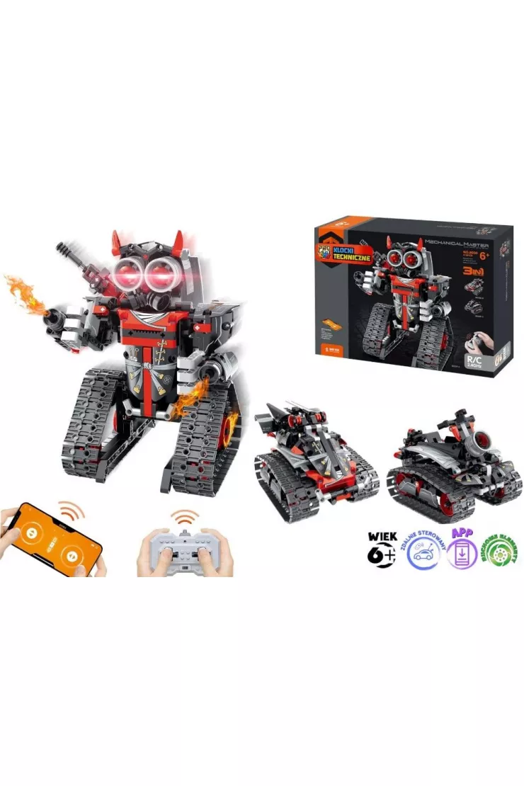  Klocki techniczne 3w1 robot auto czerwony