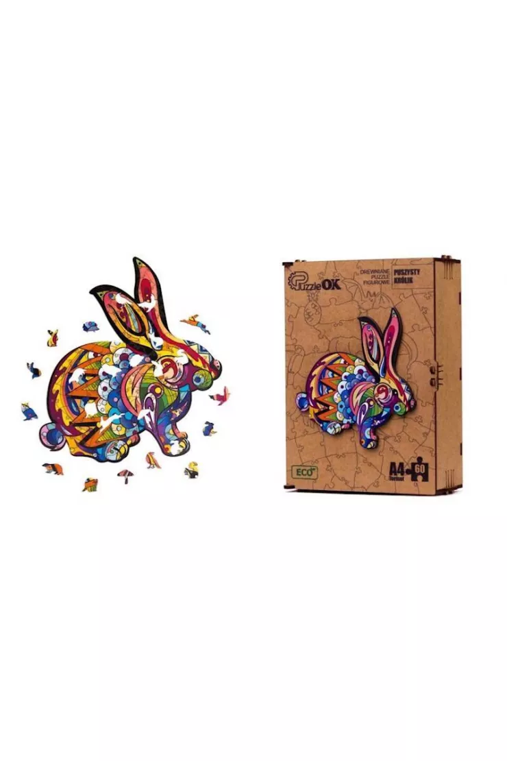 Puzzle drewniane eko 60 el. Puszysty królik A4
