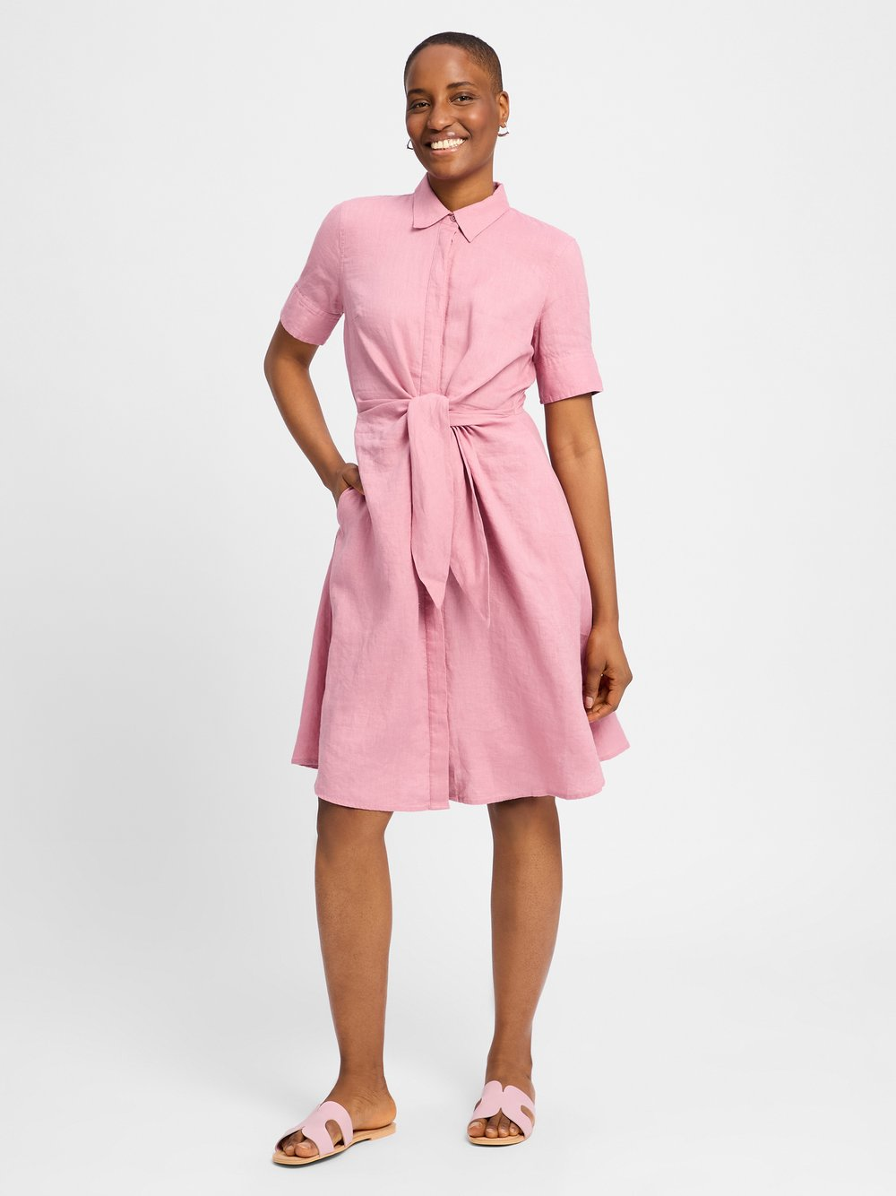 Lauren Ralph Lauren Damska sukienka casual - wykonana z lnu Kobiety len różowy, 34