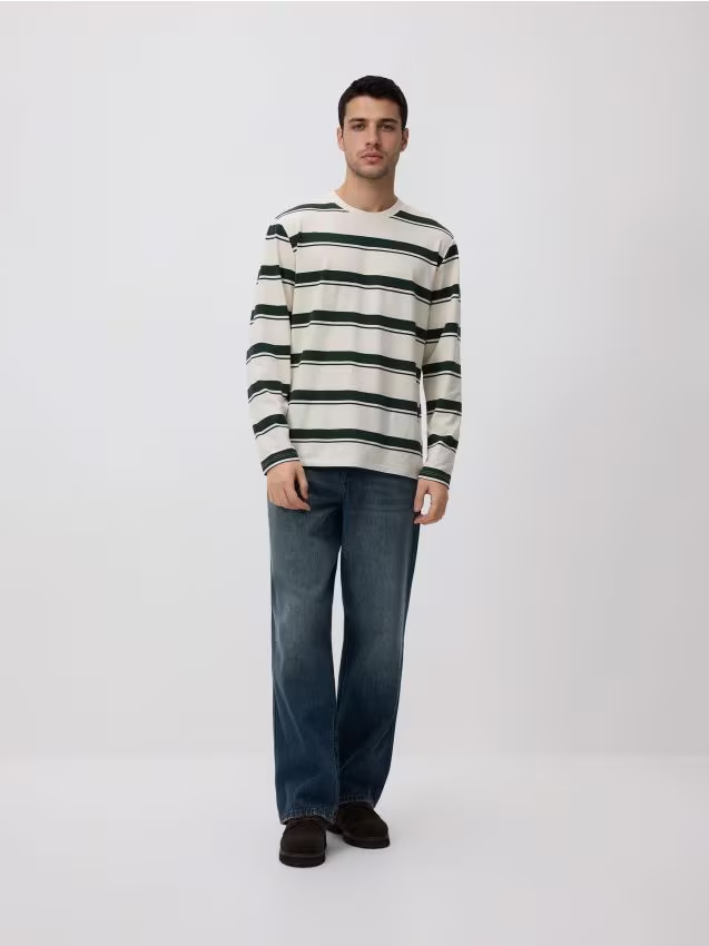 Reserved - Longsleeve regular w paski - morski