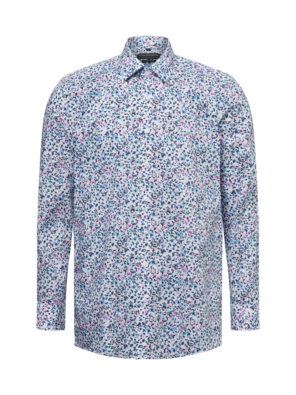 Finshley & Harding Męska koszula biznesowa - Easy Care Mężczyźni Modern Fit Bawełna niebieski, 39