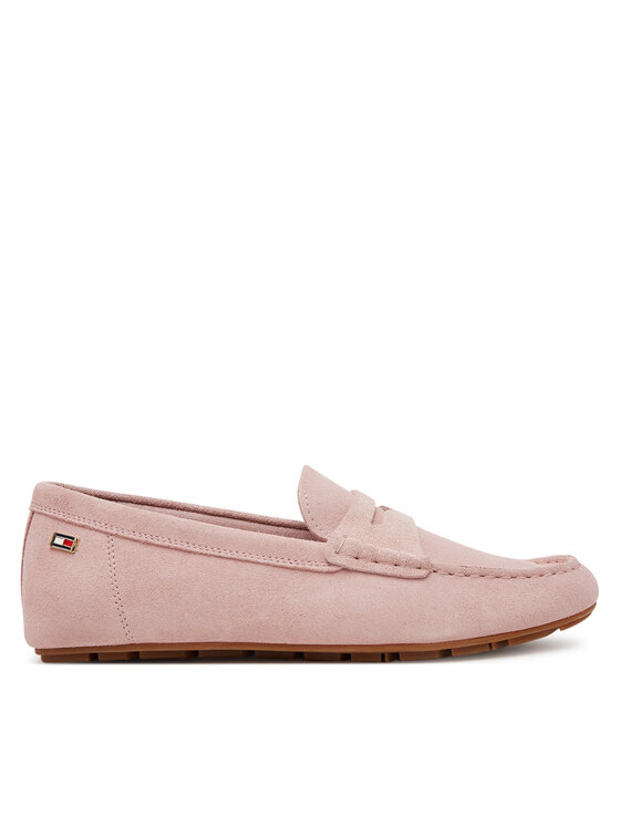 Tommy Hilfiger Mokasyny Flag Soft Suede Driver Loafer FW0FW08558 Różowy
