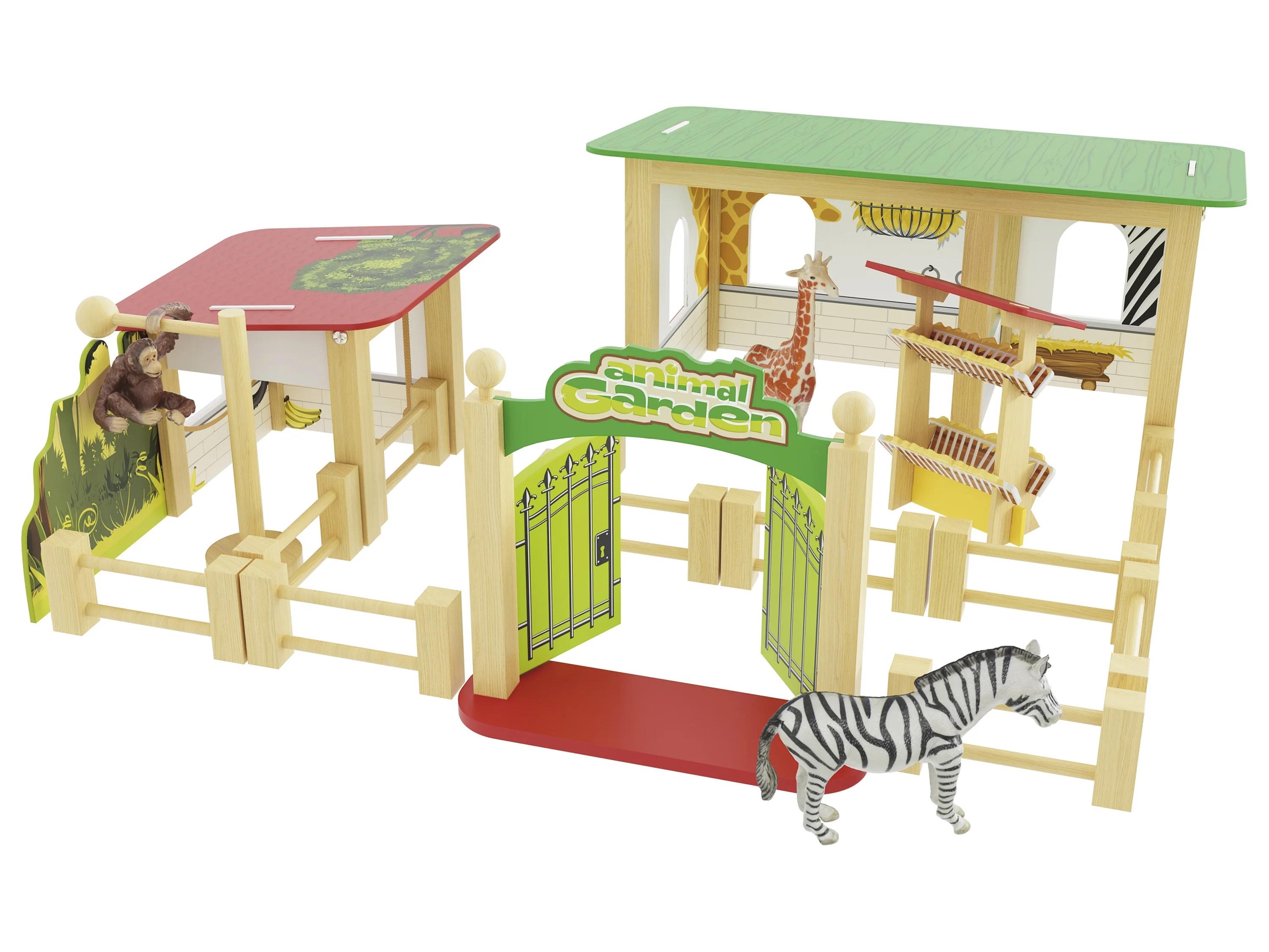 Playtive Zestaw do zabawy z figurkami: Gospodarstwo / Drzewo wróżek / ZOO (Wybieg w zoo)