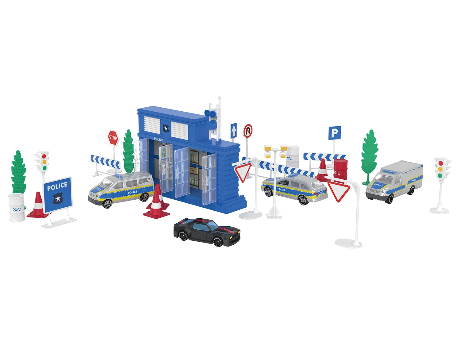 Playtive Zestaw do zabawy Die Cast Racers (Komisariat policji)