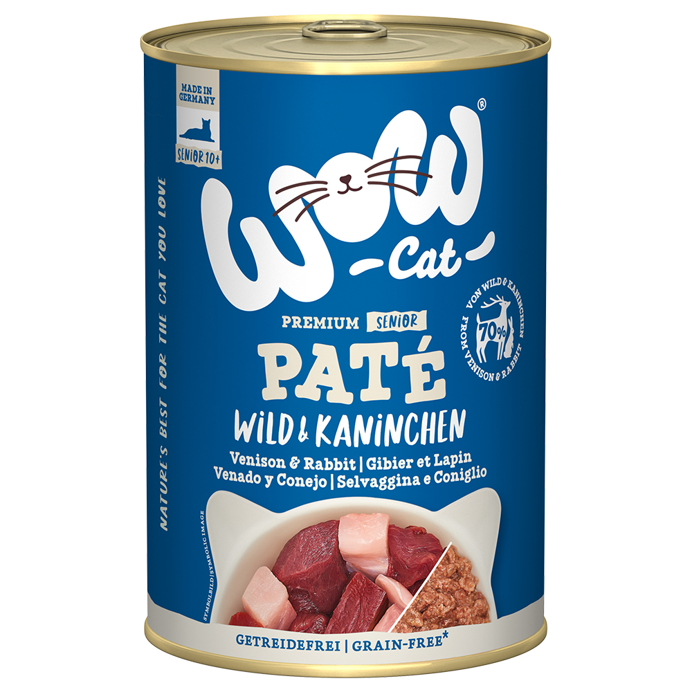 WOW Cat Senior, 6 x 400 g - Dziczyzna i królik