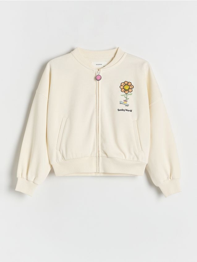Reserved - Bluza bomberka SmileyWorld® - kremowy