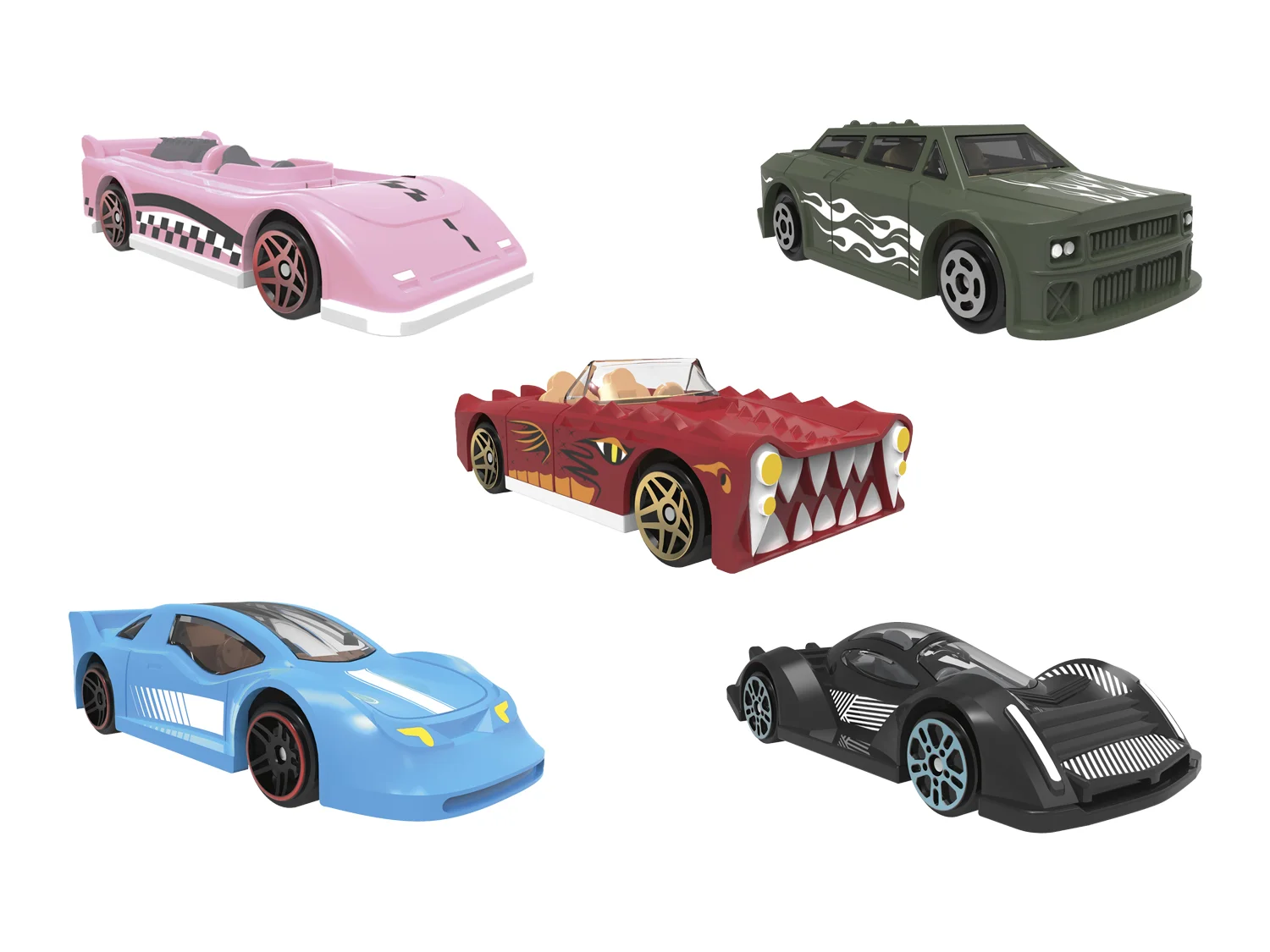 Playtive Zestawy pojazdów, 5 elementów (Crazy Cars)