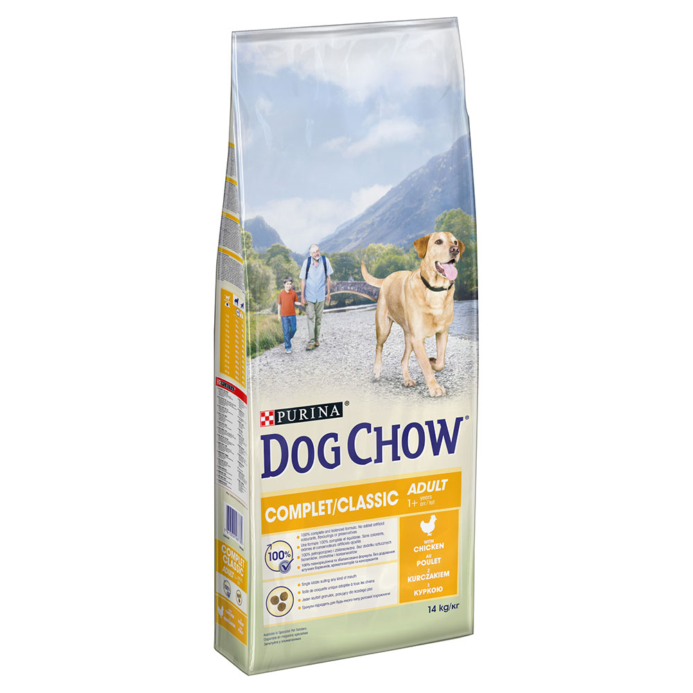 Dwupak PURINA Dog Chow, 2 x 14 kg - Complet/Classic, kurczak