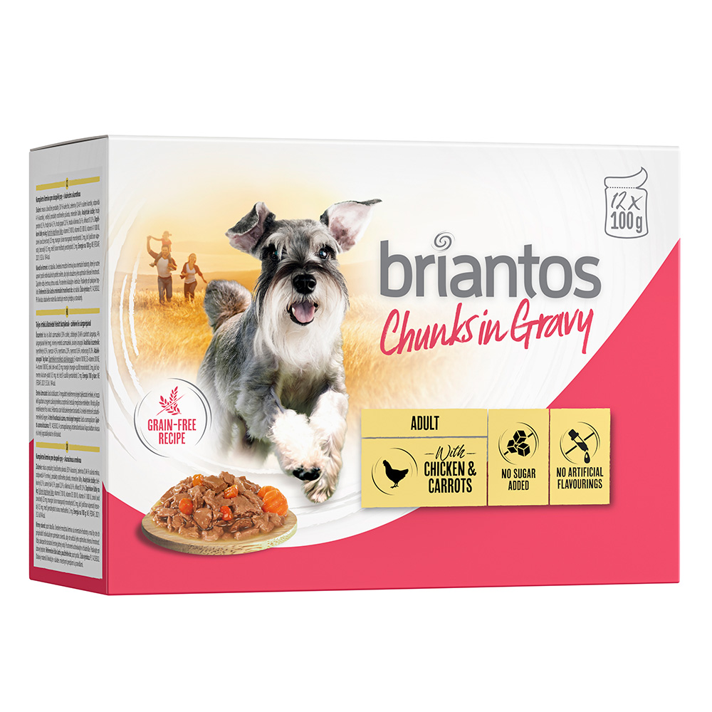 Megapakiet Briantos Chunks w sosie, 48 x 100 g - Kurczak i marchewka