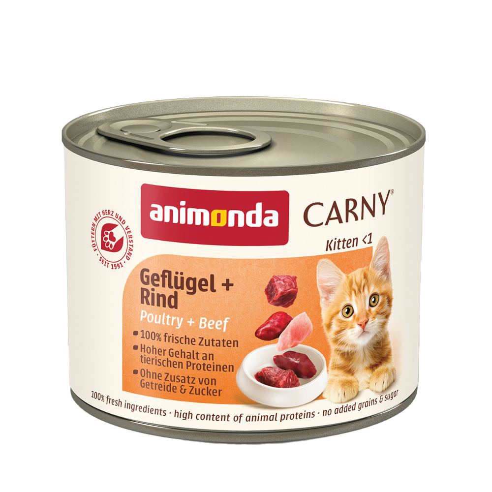 Megapakiet animonda Carny Kitten, 24 x 200 g - Drób i wołowina