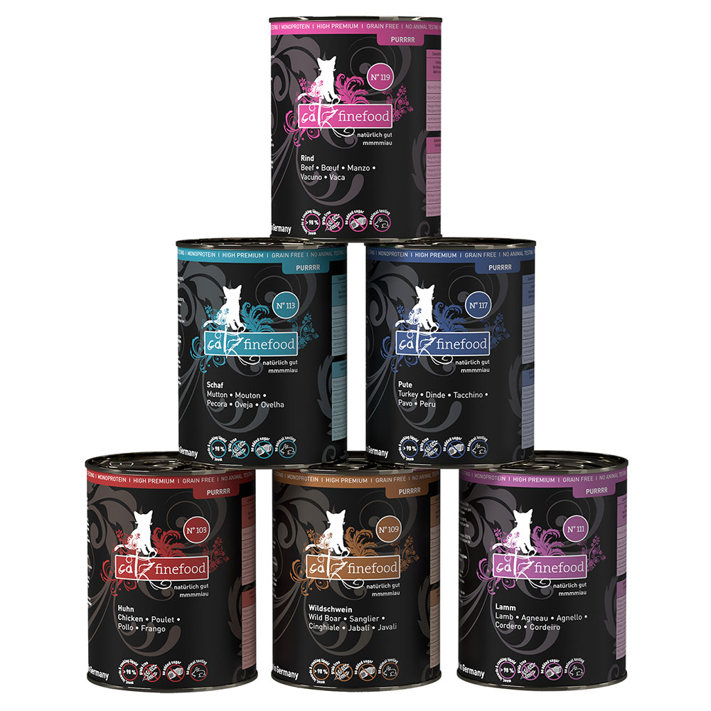 catz finefood Purrrr w puszkach, 6 x 400 g / 375 g - Pakiet mieszany I (6 smaków)