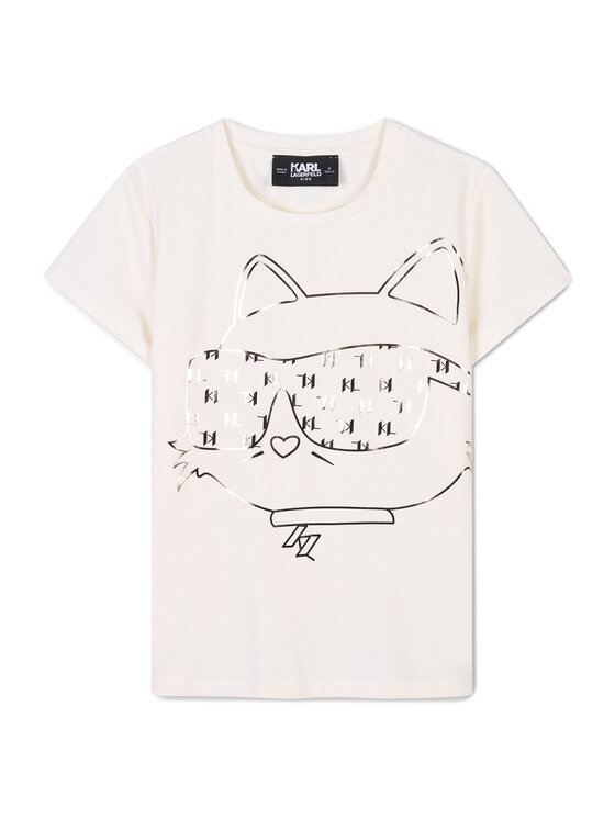 Karl Lagerfeld Kids T-Shirt Z30447 S Écru Regular Fit