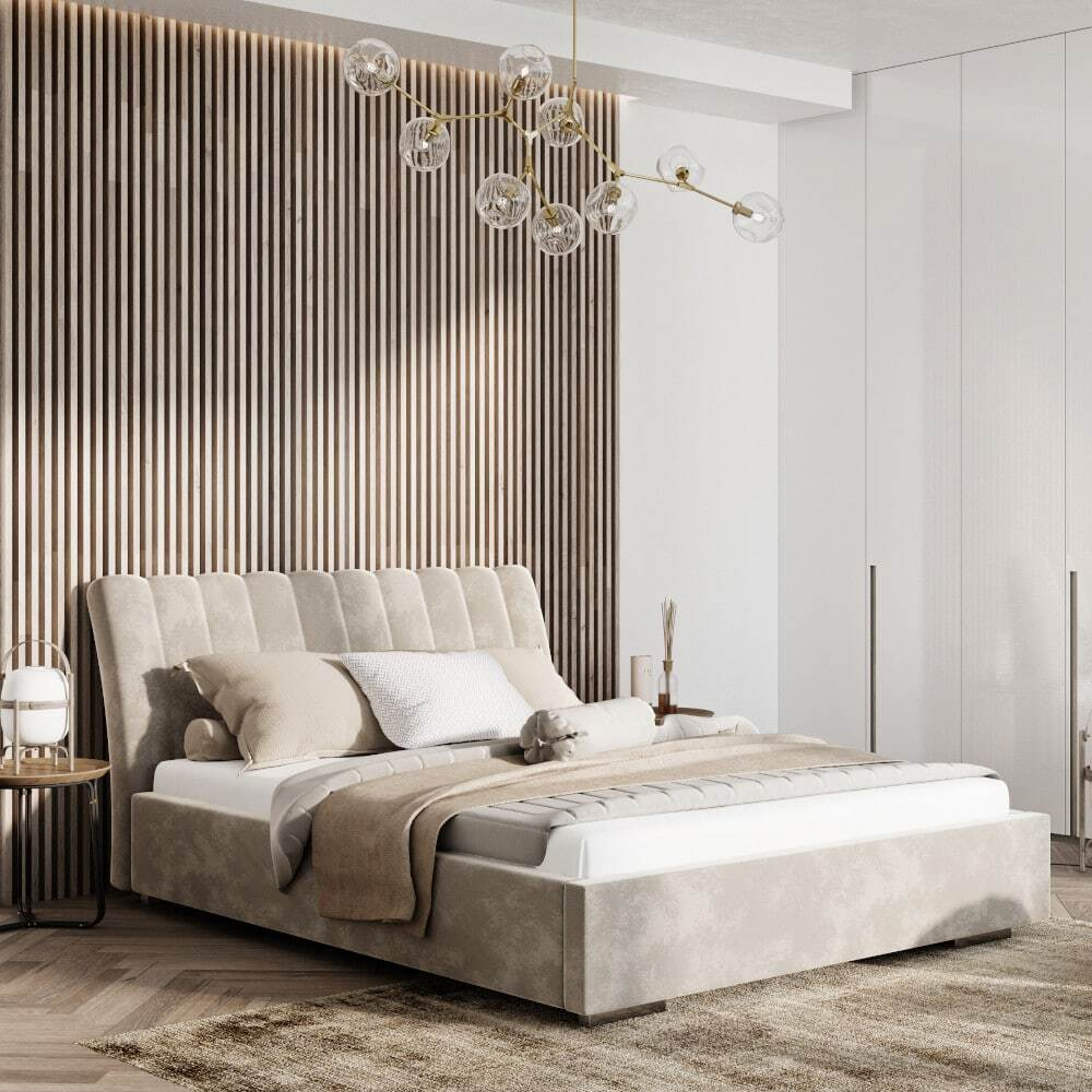 Łóżko Naomi Prestige 160x200 cm Grupa Premium ramowe/kontynentalne, tapicerowane, z pojemnikiem TAK