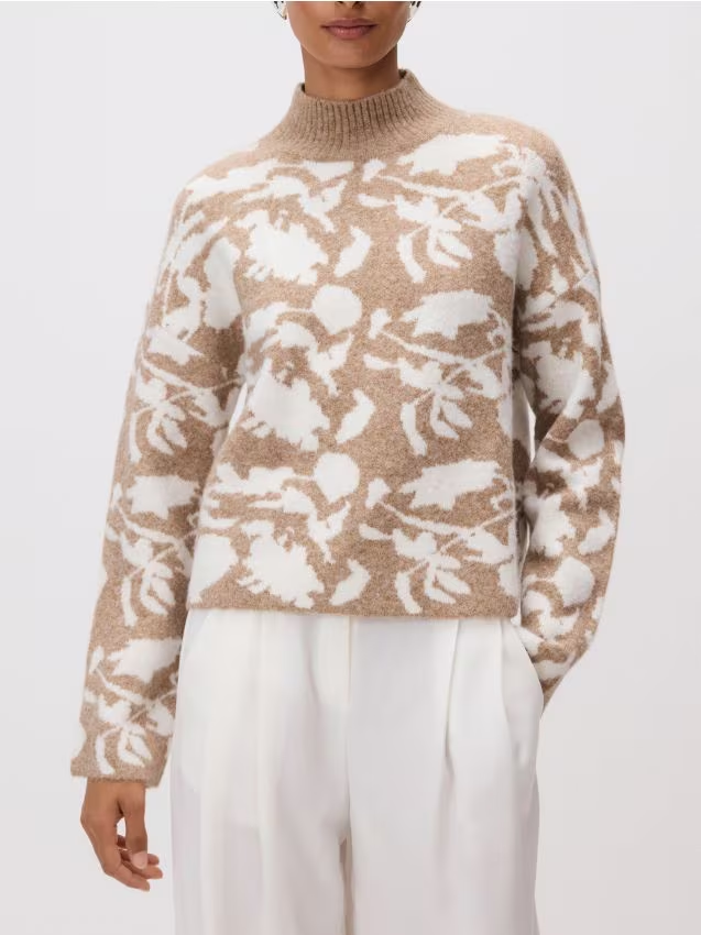 Reserved - Wzorzysty sweter z półgolfem - wielobarwny